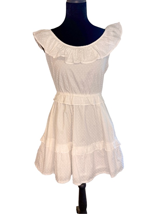 J. Crew Dresses & Skirts - J.Crew White Swiss Dot Ruffle Tiered Mini Dress Sleeveless Tie Back Size 8